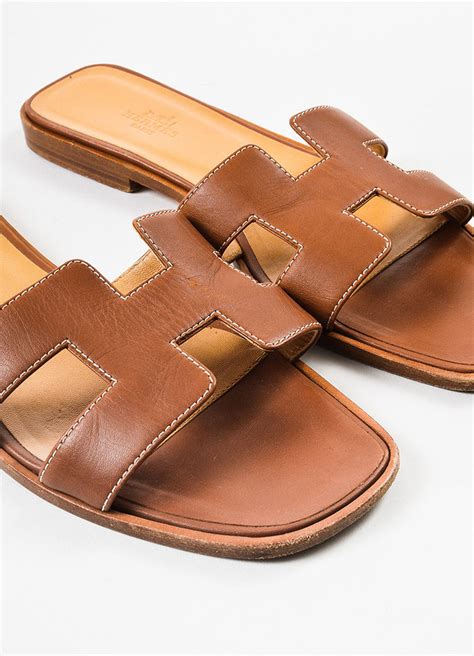 hermes fluffy slides|Hermes oran sandals brown.